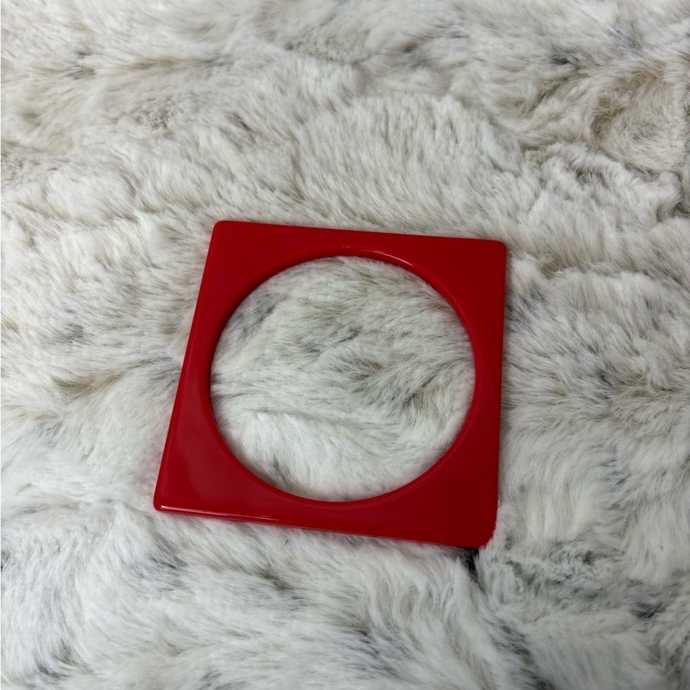 Red Square Bangle Bracelet. Vintage